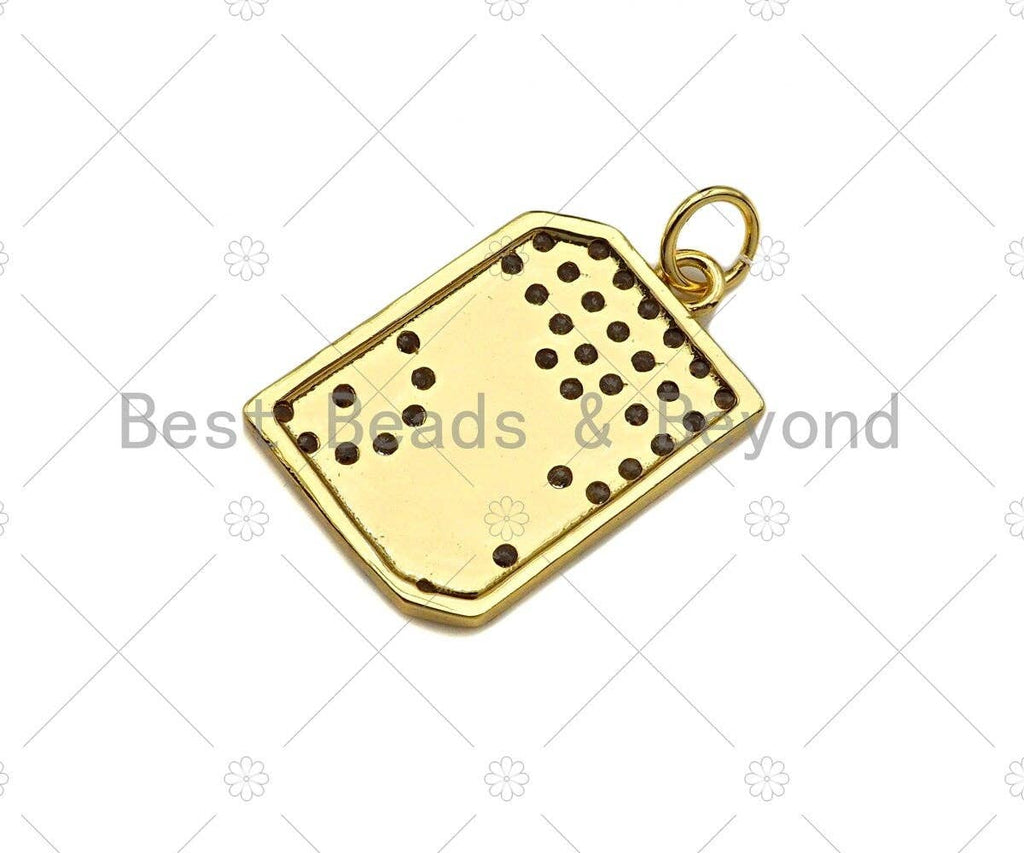 CZ Micro Pave Evil Eye On Rectangle Pendant/Charm,Cubic Zirconia Eye Charm, Talisman Charm,Necklace Bracelet Charm Pendant,13x20mm, Sku#Y368