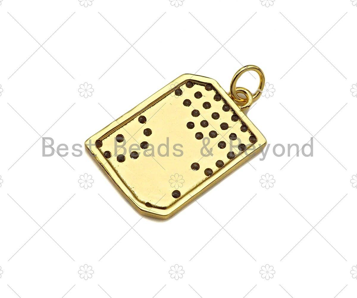 CZ Micro Pave Evil Eye On Rectangle Pendant/Charm,Cubic Zirconia Eye Charm, Talisman Charm,Necklace Bracelet Charm Pendant,13x20mm, Sku#Y368