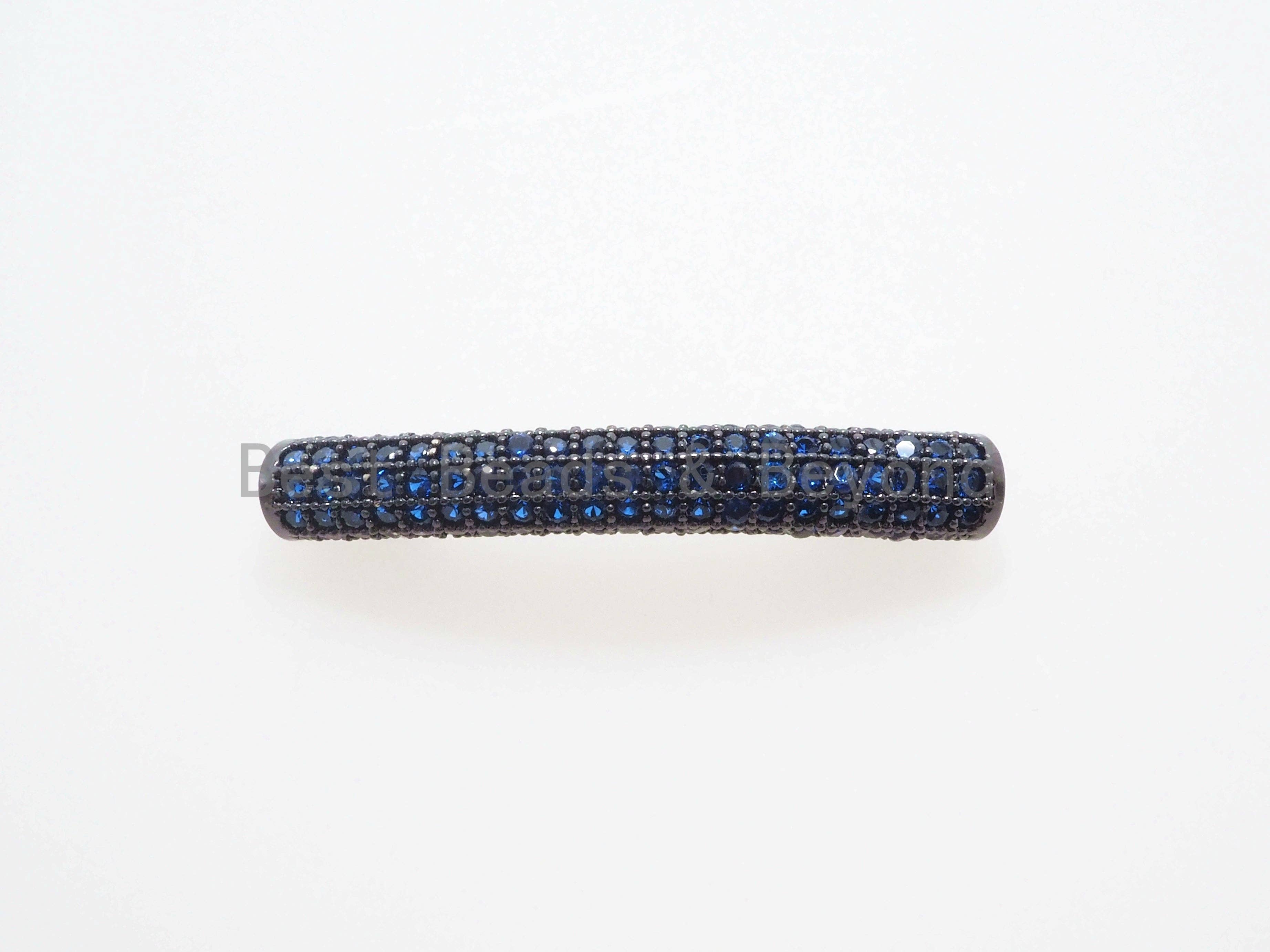 CZ Micro Pave Half Full Curve Tube for Bracelet, Purple/Fuchsia/Green/Bronze/Cobalt/Orange CZ Separator Tube, 32x5mm Tube Beads, sku#G401