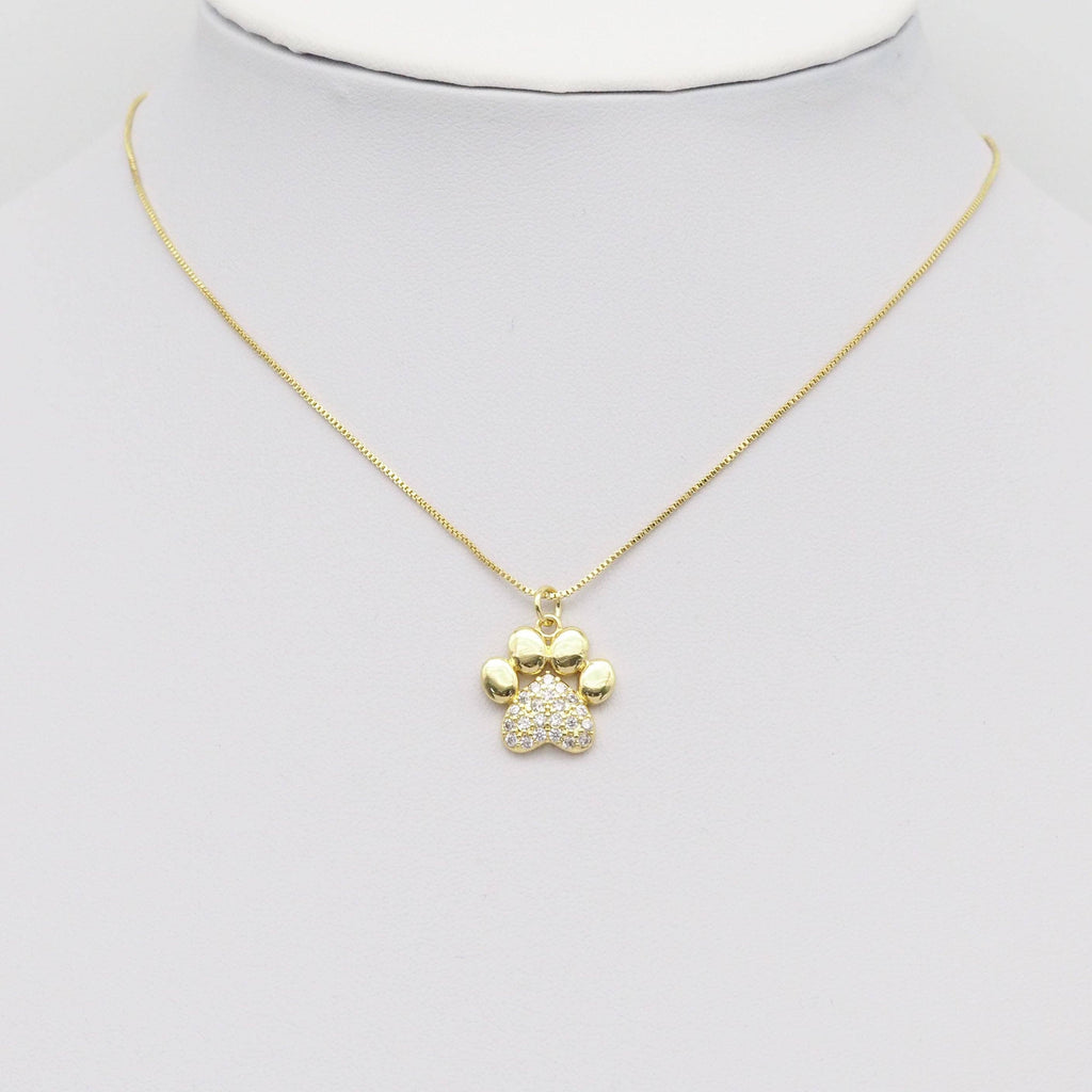 Gold Silver CZ Paw Print Charm, Sku#LK908