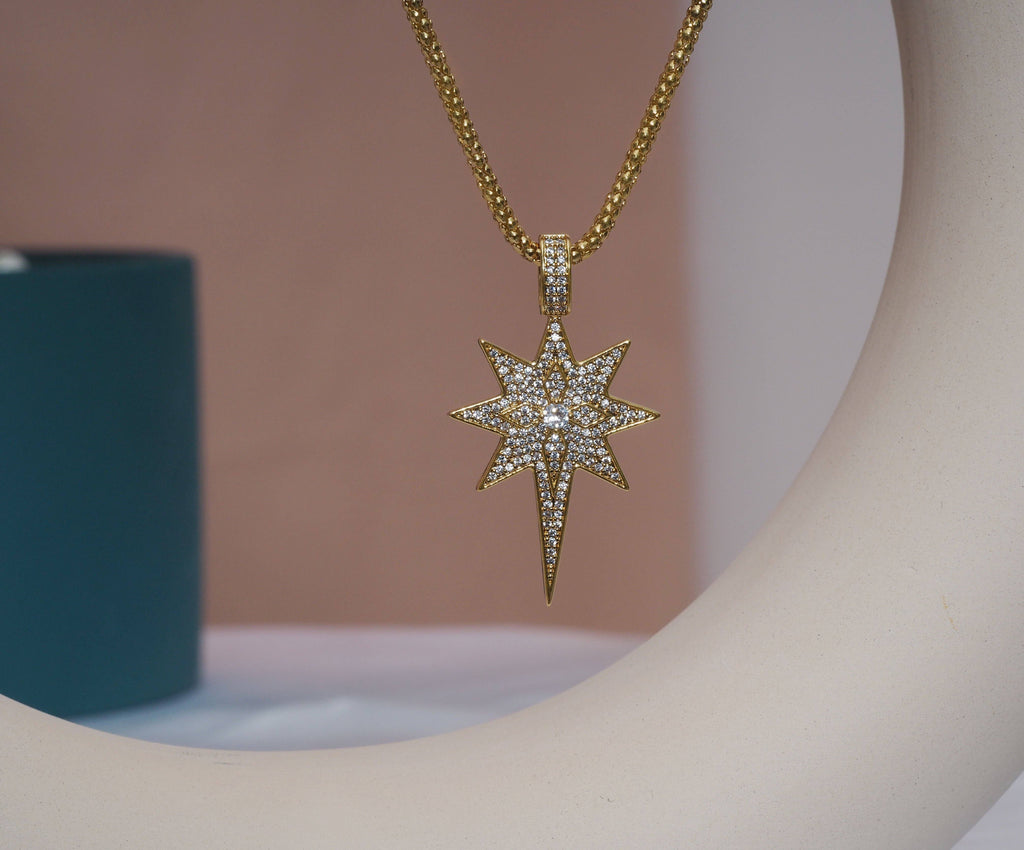 CZ North Star Charm, Sku#LK622