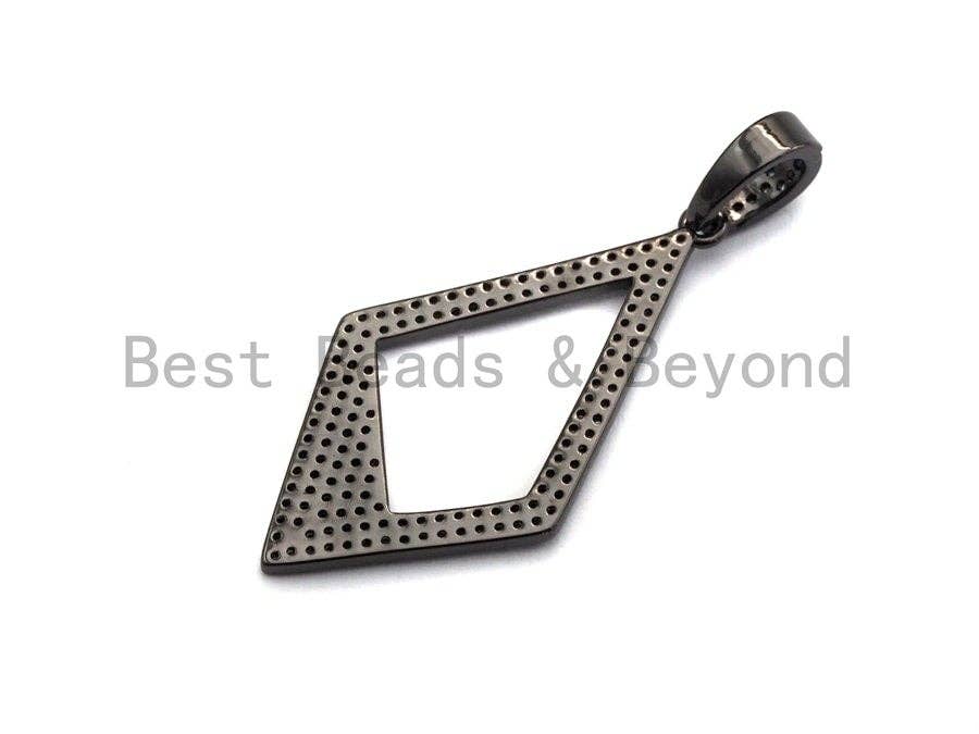 CZ Micro Pave Hollow out Rhombus Shape Pendant, Rhombus Frame Shape Pendant Charm, Earrings Necklace Bracelets Making Charm,20x45mm, sku #X3