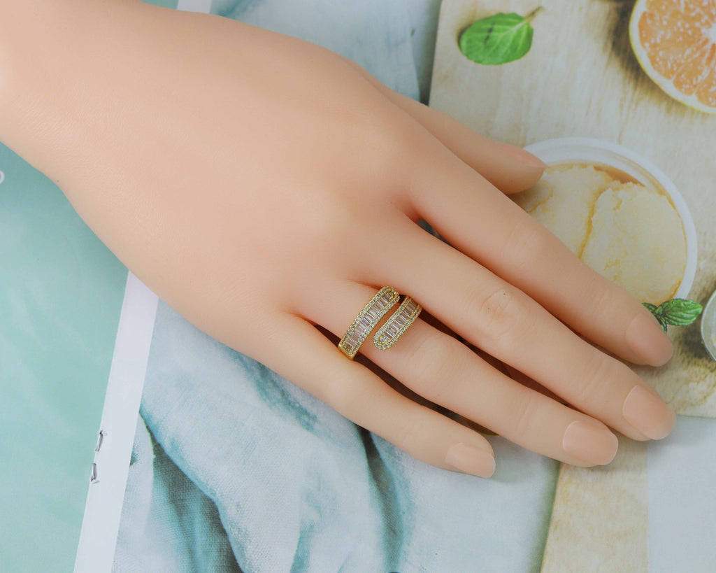 Baguette CZ Wrap Ring, sku#LD214