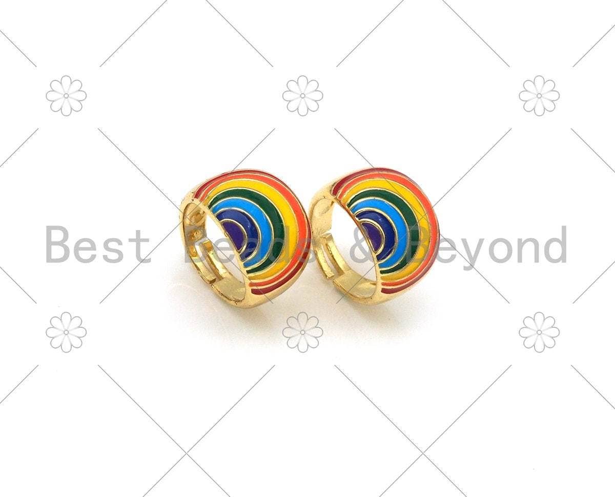 Colorful Enamel Rainbow Shape Adjustable Ring,Sku#O77