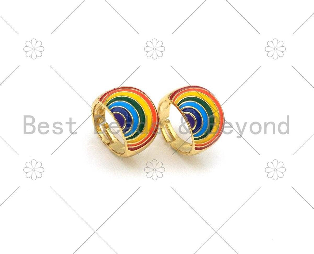 Colorful Enamel Rainbow Shape Adjustable Ring,Sku#O77