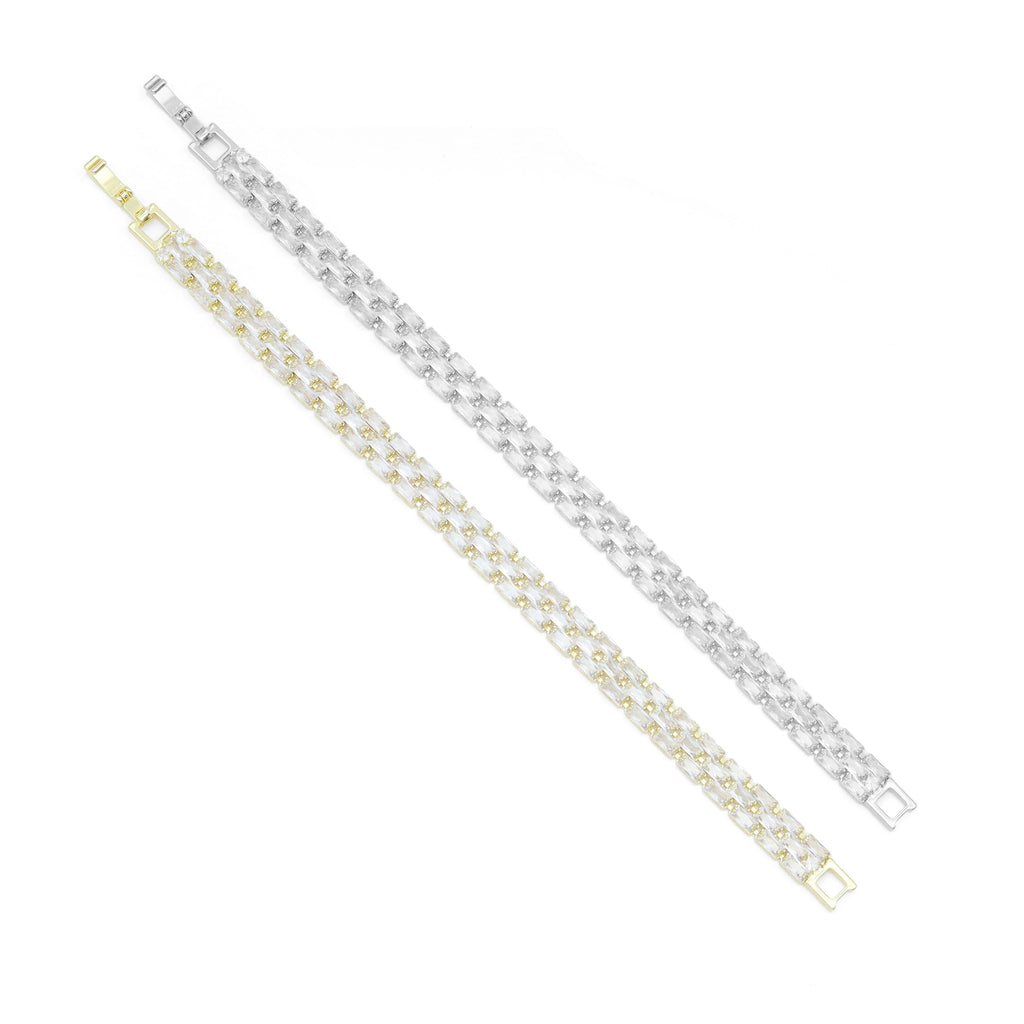 Rectangle CZ Watch Band Style Bracelet, Sku#A348