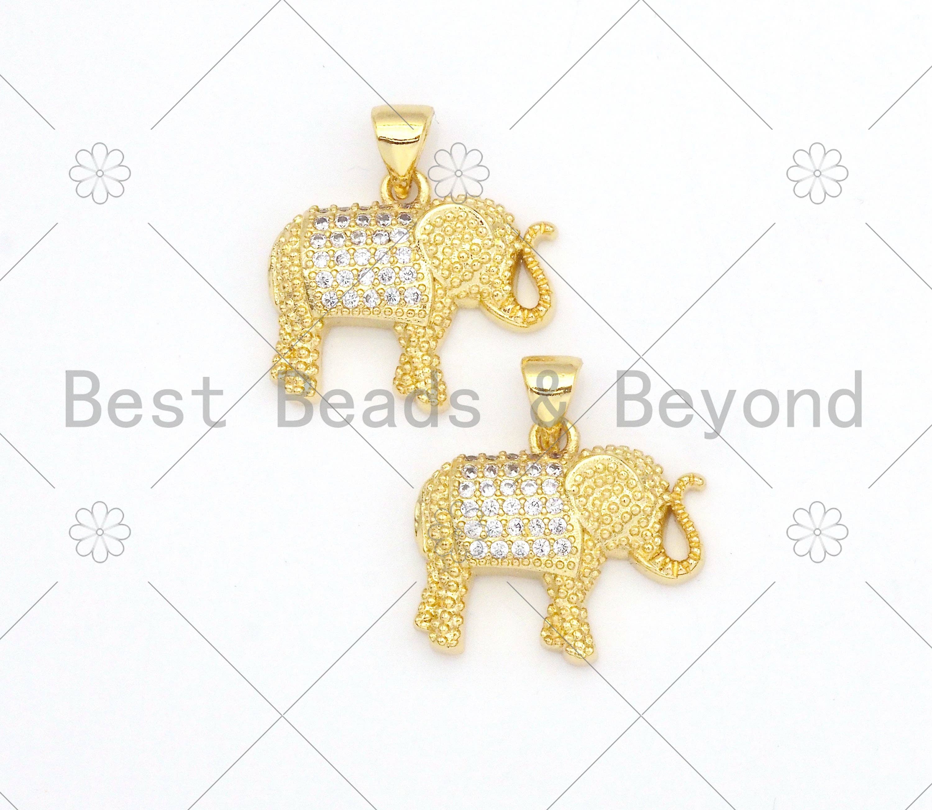 CZ Micro Pave Elephant Shape Pendant/Charm,18K Gold Filled Elephant Charm, Necklace Bracelet Charm Pendant,19x17mm,Sku#LK377