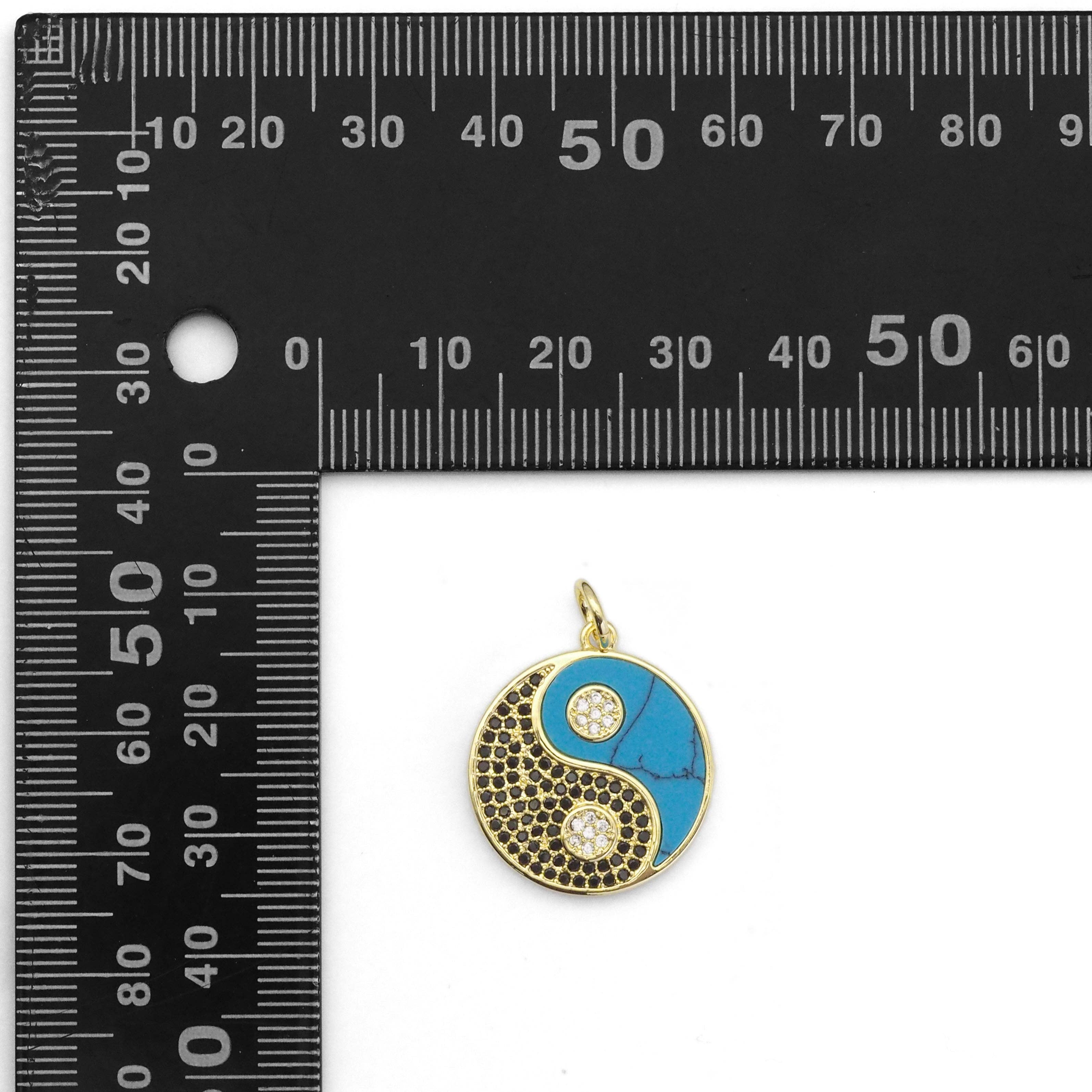 Gemstone CZ Pave Taiji Yinyang Charm, Sku#LX259