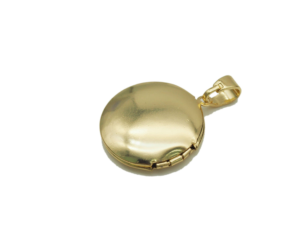 Lockets Rose Flower On Round Pendant, Sku#FH190