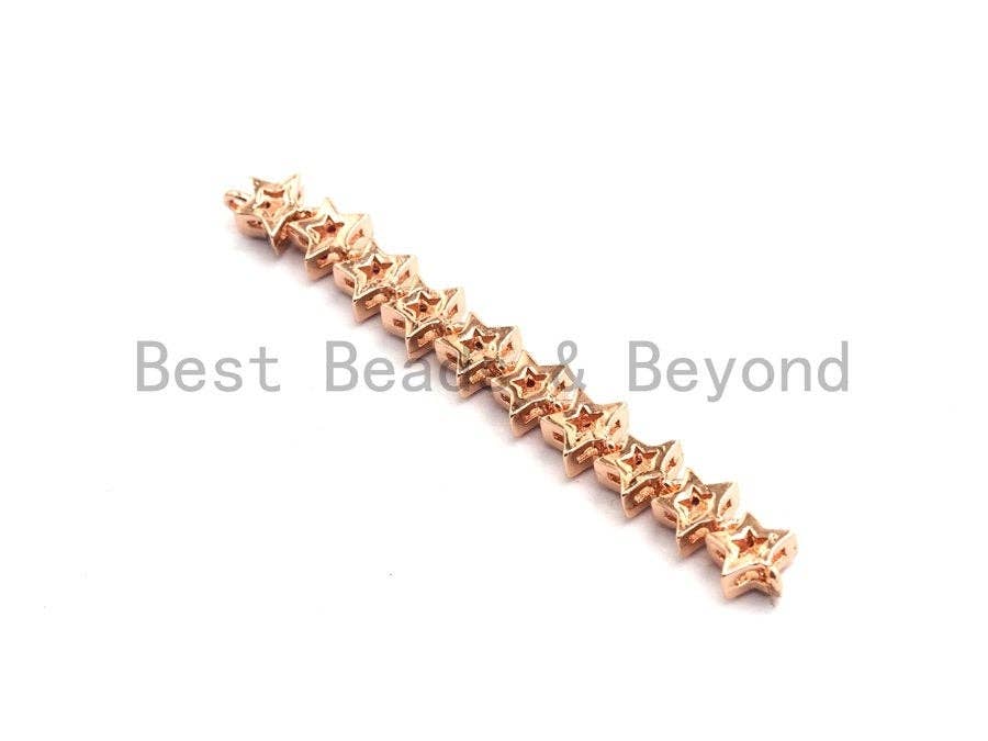 Colorful CZ Micro Pave Five Star Connector/Pendant for bracelet/necklace, Long Spacer Connector/Link/Pendant, 6x58mm, sku#E454C