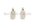 CZ Micro Pave Flat Oval Pendant, Antique Silver Tone, Clear Cubic Zirconia Big Pave Oval Charm Pendant, 9x21mm,sku#F1014C
