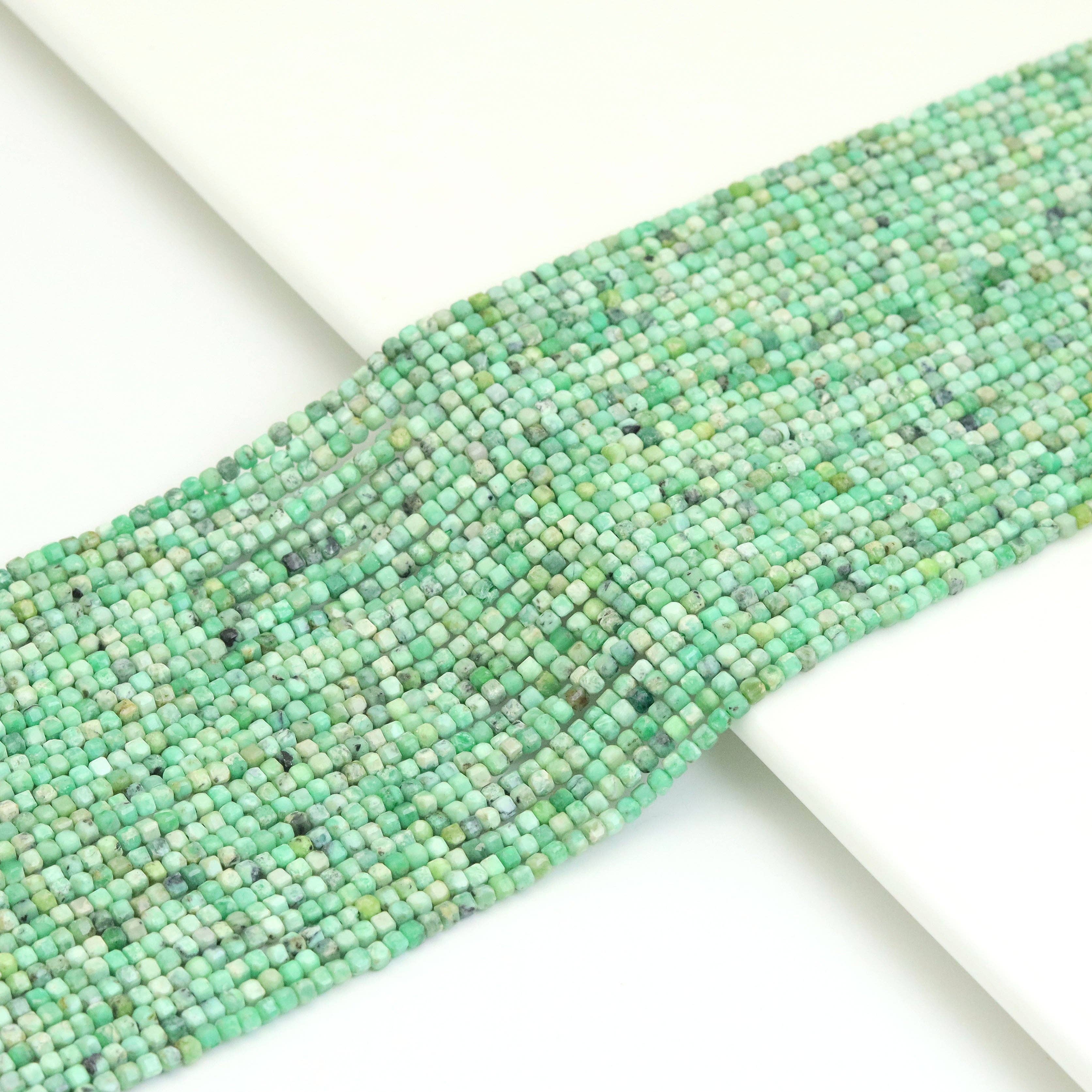 2.5mm Genuine Variscite Faceted Cube Beads, Sku#U1934