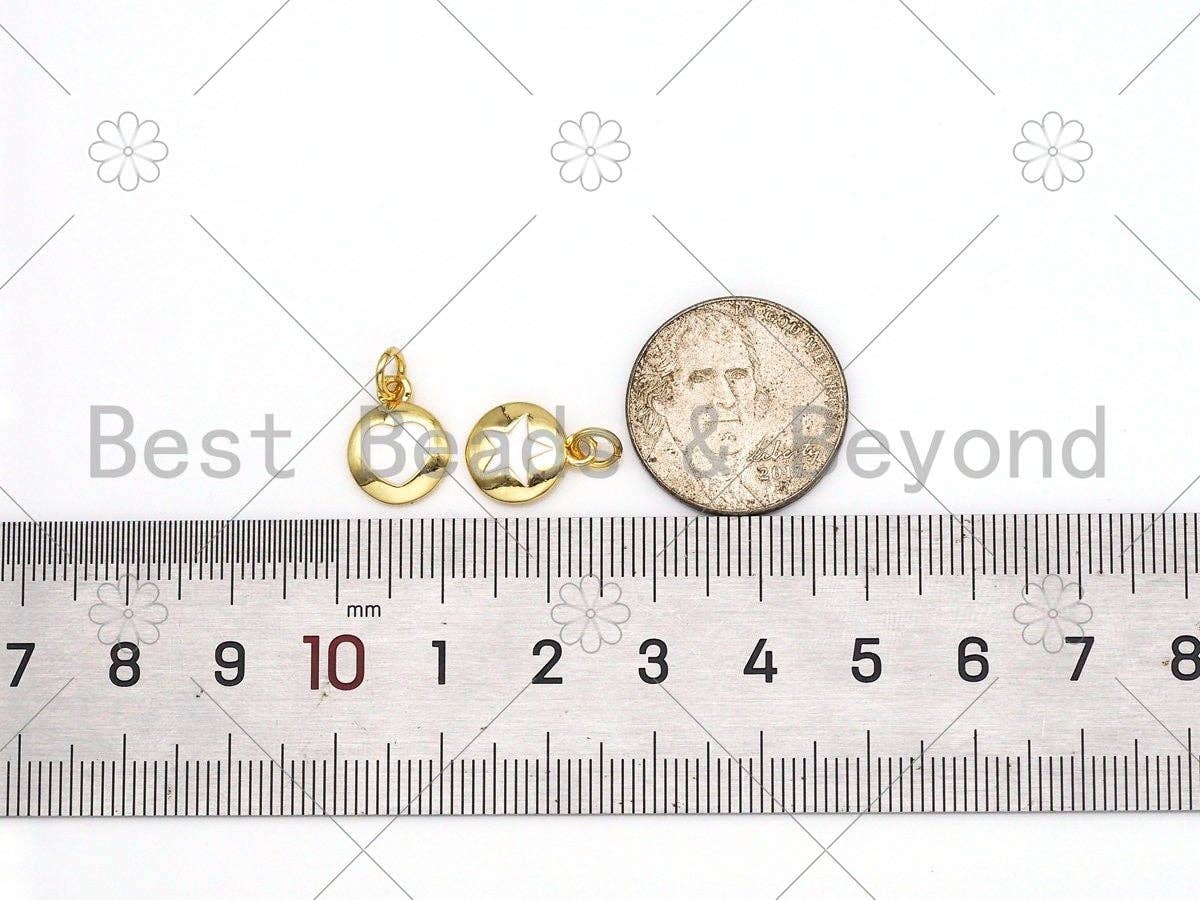 White Enamel Evil Eye Heart Cross Star On Round Coin Shape Pendant, Gold Filled Enamel Charm,Enamel Jewelry Findings, 12x10mm,Sku#LD144