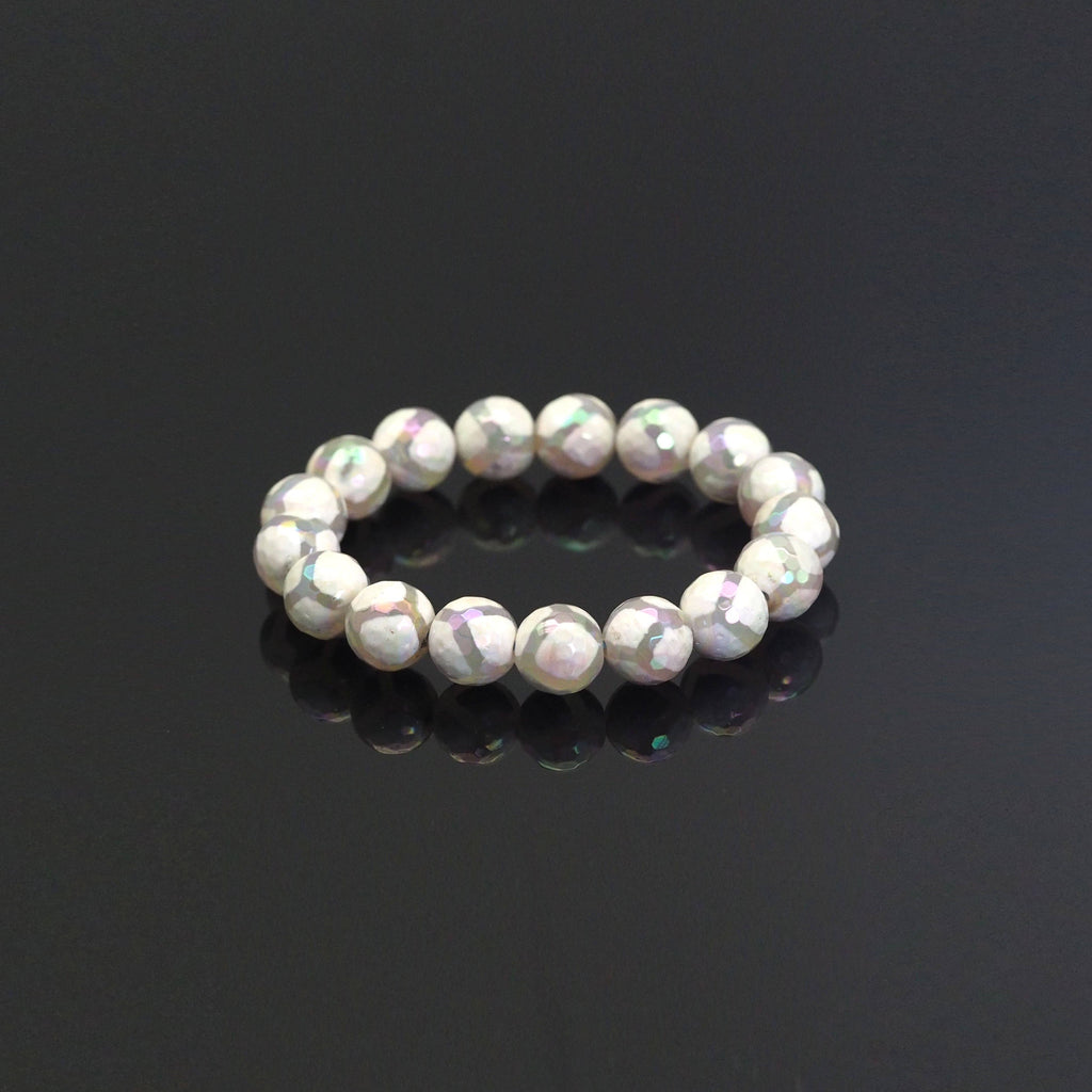 AB Mystic Football Agate Stretchy Bracelet, Sku#EF426