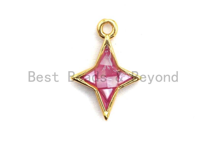 100% Natural Pink Color Shell North Star Charm, Fuchsia Pink Shell Star, Pink Shell Charm, Natural Shell Charm 10x14mm,SKU#Z345