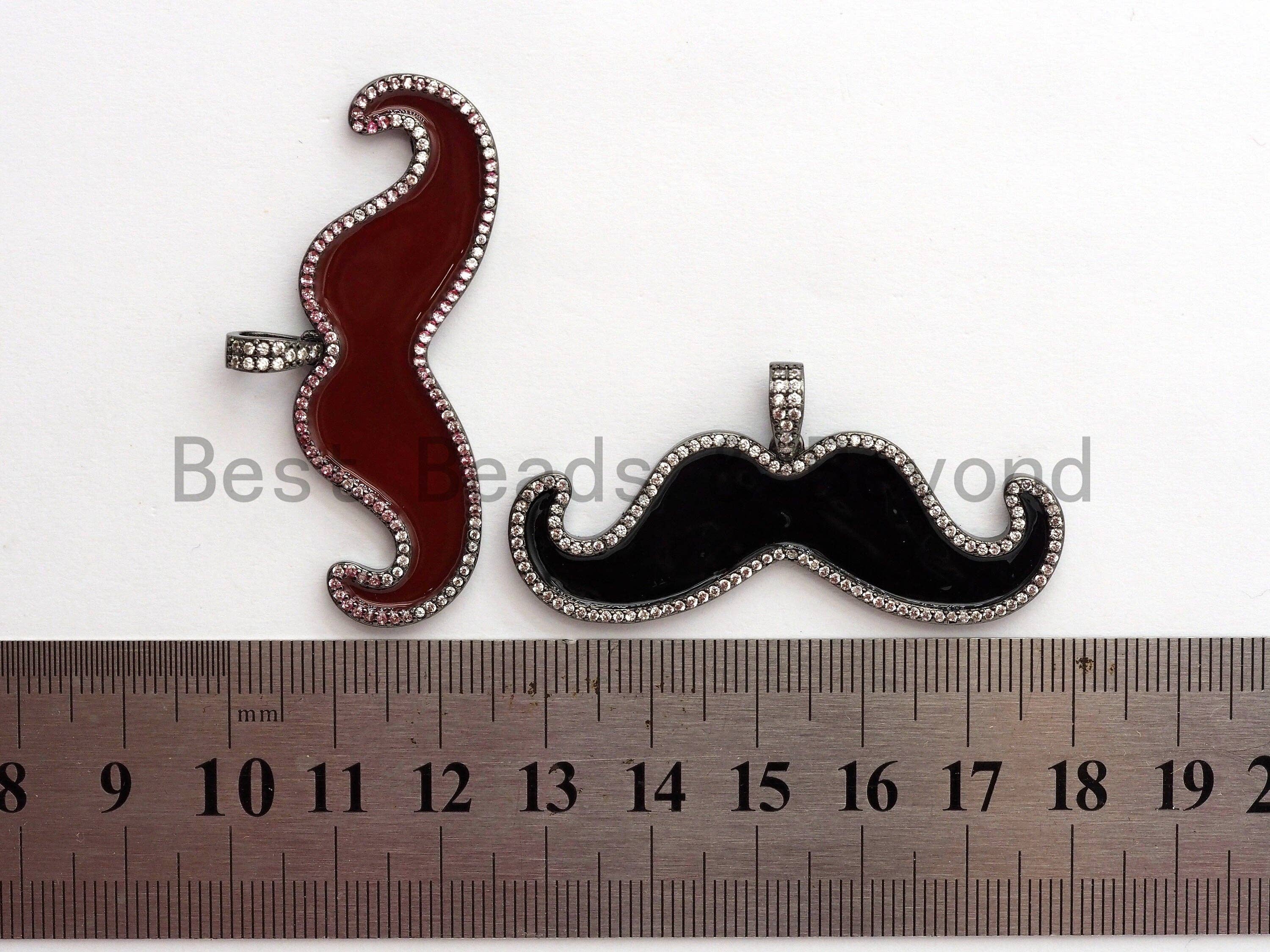 NEW Enamel Mustache Shape Cloud Shape Pendant, CZ Micro Pave Oil Drop Enamel pendant,Enamel pendant,Enamel Jewelry,18x52mm,sku#F621