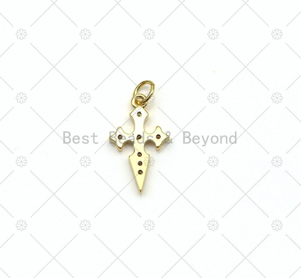 CZ Micro Pave Cross Shape Pendant, 18K Gold Filled Sword Charm, Necklace Bracelet Charm Pendant,Sku#LK504
