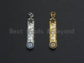 CZ Micro Pave Five Star Evil eye on Long Bar Pendant,Cubic Zirconia Charm, Silver/Gold Pendant,7x36mm,sku#Z524