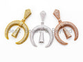 CZ Micro Pave Double Horn Pendant with Diamond Bail,SKU#L226