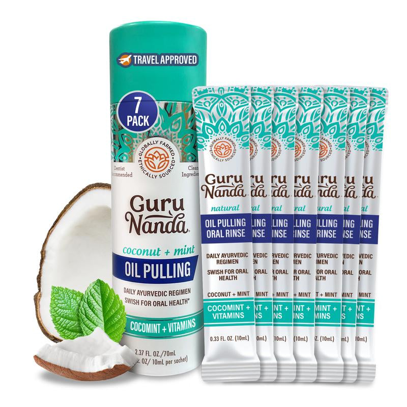 Gurunanda Cocomint Oil Pulling Travel Sachets - 7 Count