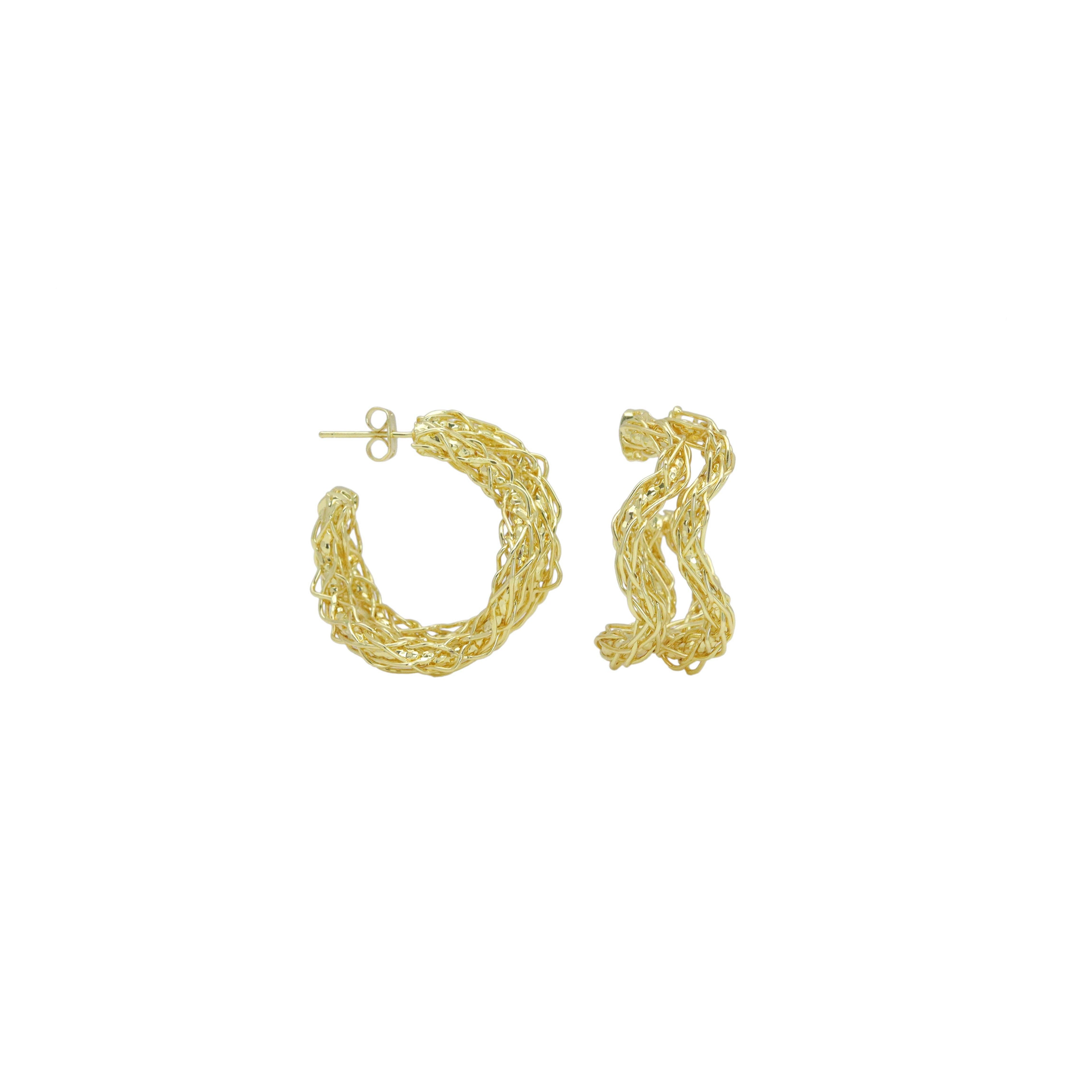 Double Wave Hollow Line Hoop Earrings, Sku#FH237