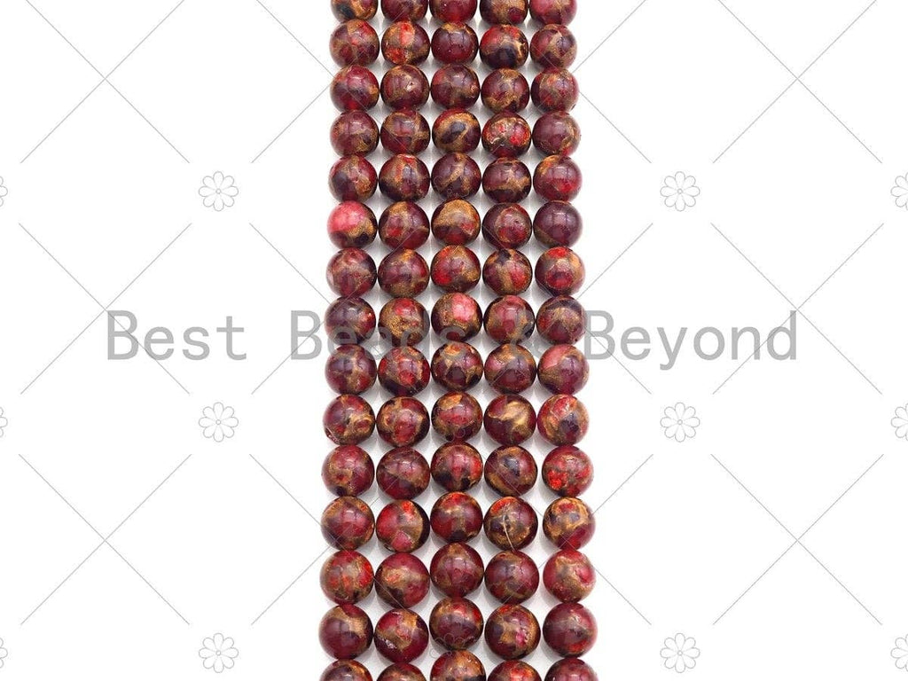 Gold Clinquant Beads, 4mm/6mm/ 8mm/10mm/12mm, Cloisonne Red Color, 15.5" Full Strand Wholesale Gemstones,sku#U952