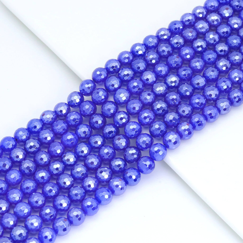 Mystic Plated Faceted Blue Agate beads, u363