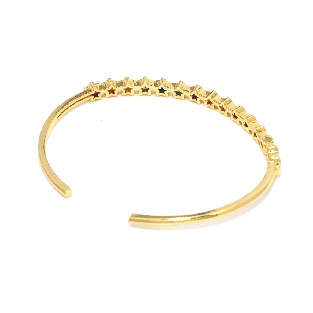 Colorful Clear CZ Star Adjustable Bangle Bracelet, Sku#LD399