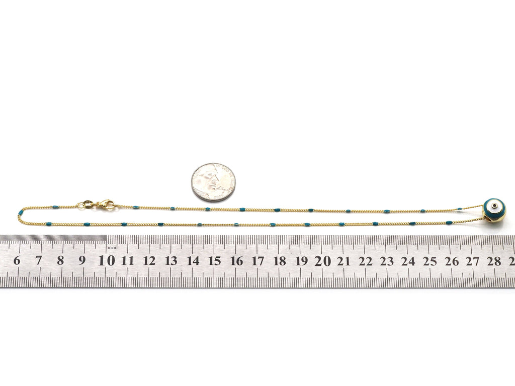Gold Enamel Evil Eye Chain Necklace, sku#O113