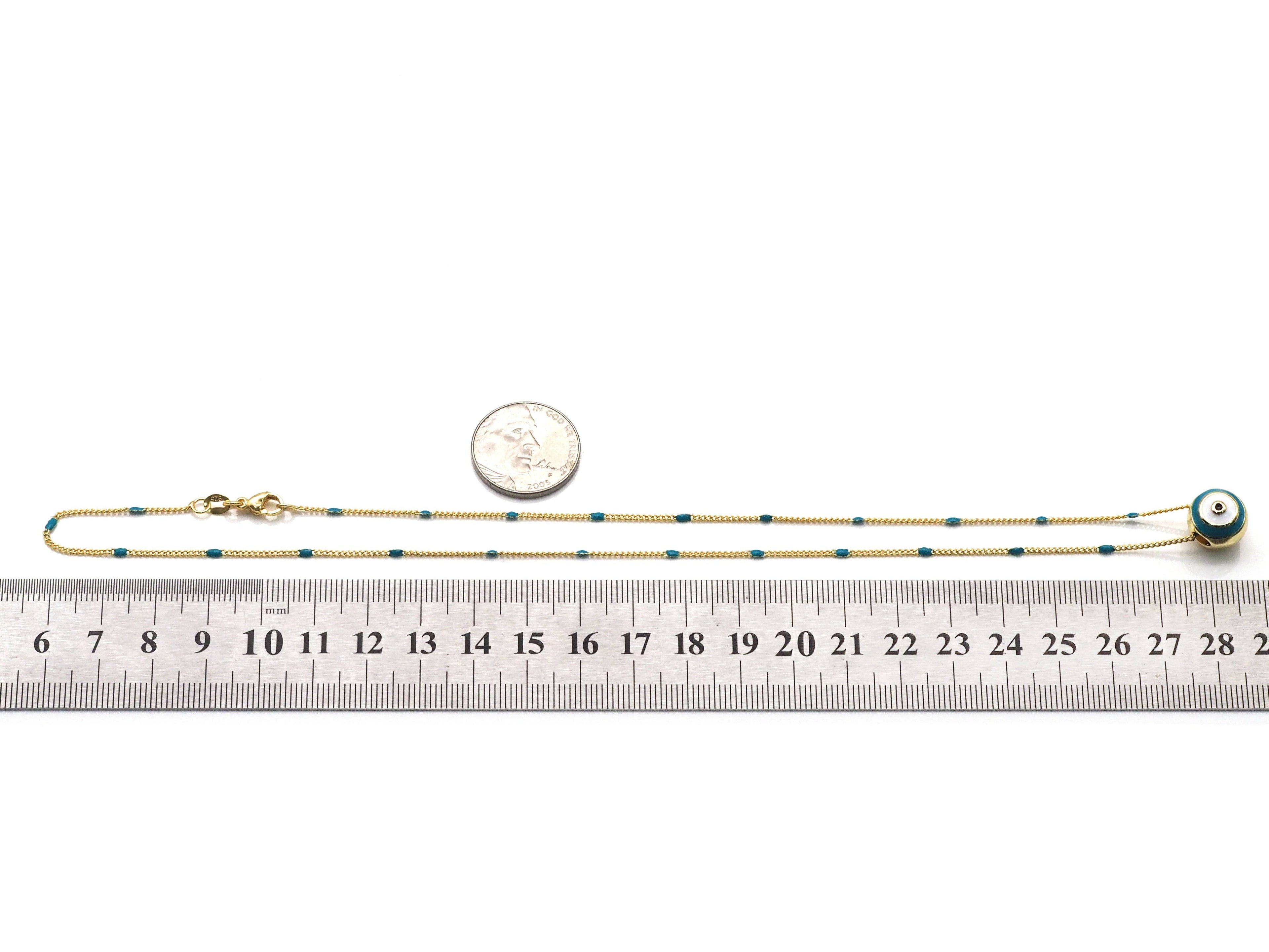 Gold Enamel Evil Eye Chain Necklace, sku#O113
