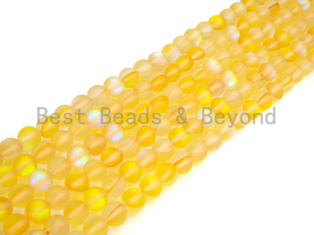 NEW COLOR!!! Spectrolite Yellow Quartz Matte, High Quality in Round 6mm/8mm/10mm/12mm, Aura Yellow Crystal, 15.5inch strand, SKU#U825