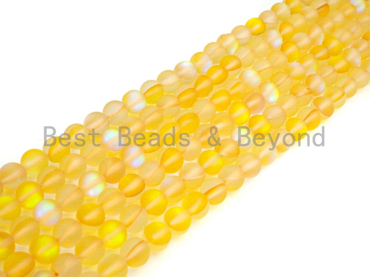 NEW COLOR!!! Spectrolite Yellow Quartz Matte, High Quality in Round 6mm/8mm/10mm/12mm, Aura Yellow Crystal, 15.5inch strand, SKU#U825