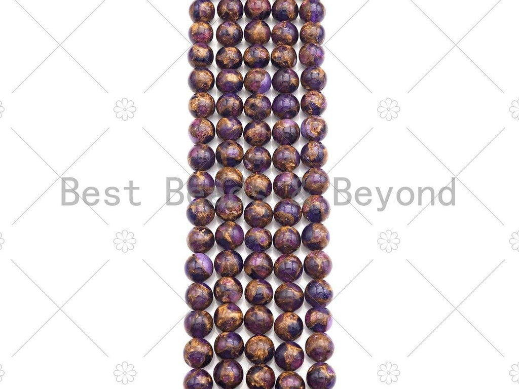Gold Clinquant Beads, 4mm/6mm/ 8mm/10mm/12mm, Cloisonne Purple Color, 15.5" Full Strand Wholesale Gemstones,sku#U953