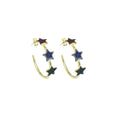 Colorful Multi Star Gold Hoop Earrings, Sku#LD495