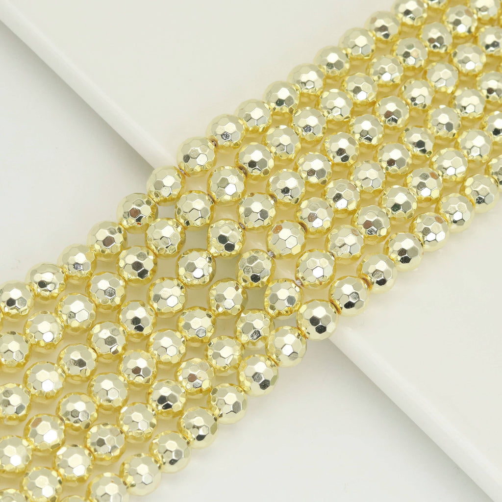 Natural Gold Hematite Beads- 2/3/4/6mm/8mm/10mm/12mm Round Faceted, SKU#S66
