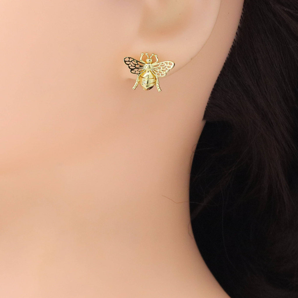Slippy Gold Insect Shape Stud Earrings, Sku#LX666