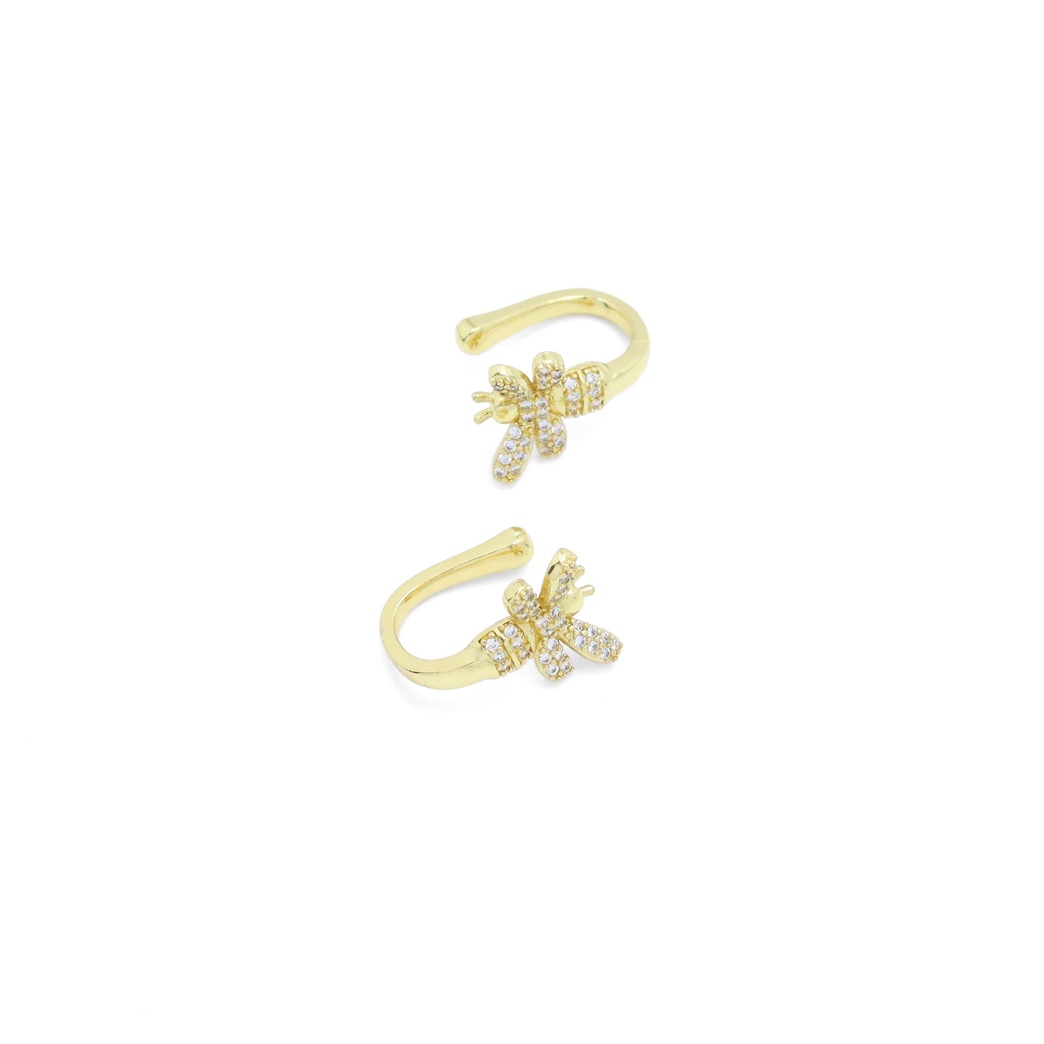 Gold CZ Bee Ear cuff, Sku#A304