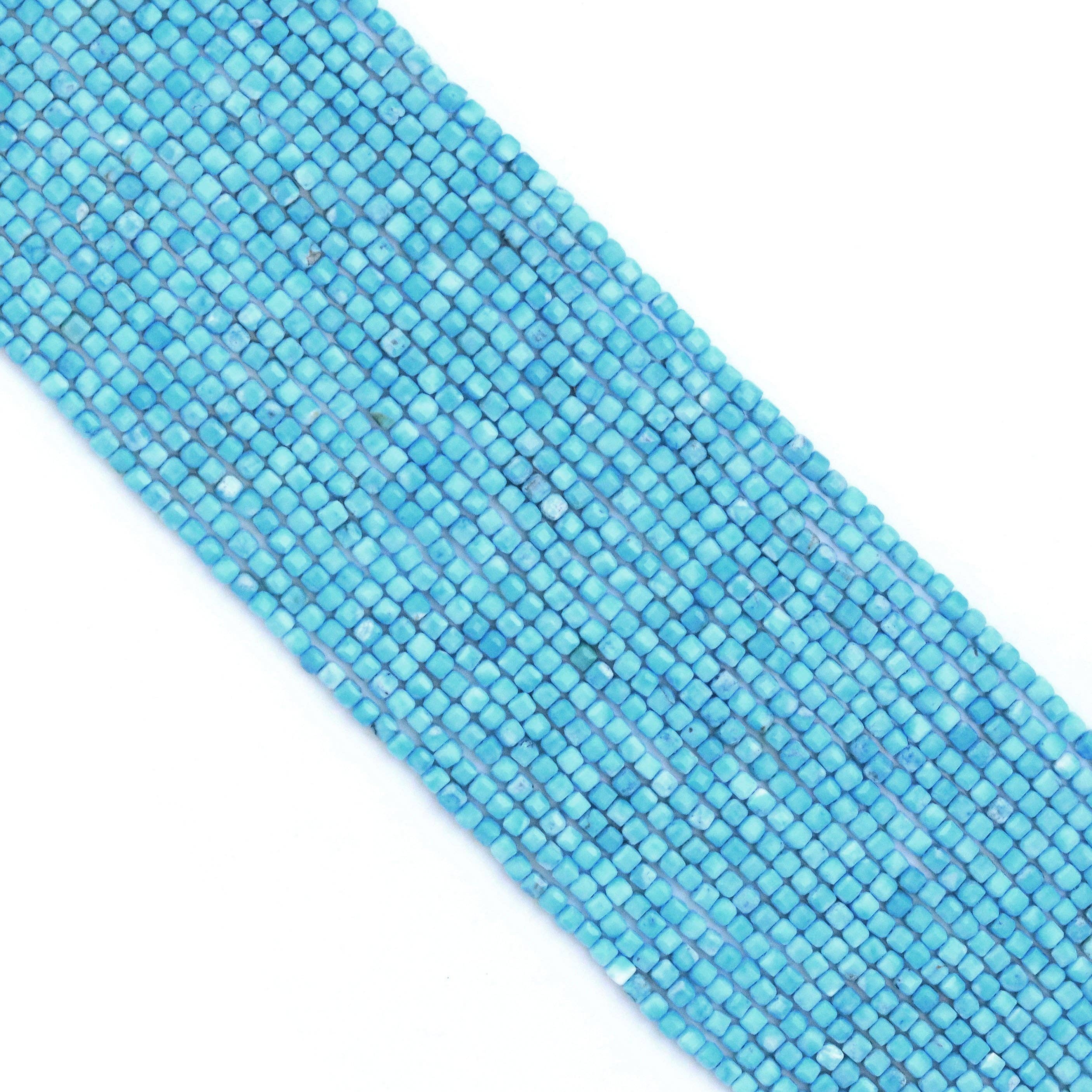 2.5mm Faceted Cube Blue Turquoise Beads, Sku#U1827