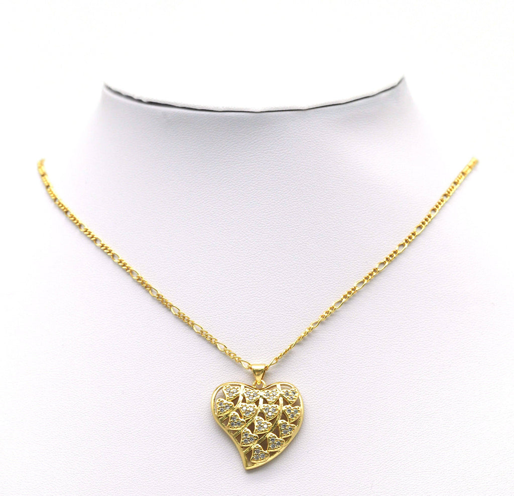 CZ Hollow Out Multiple Hearts Charm, Sku#LD281