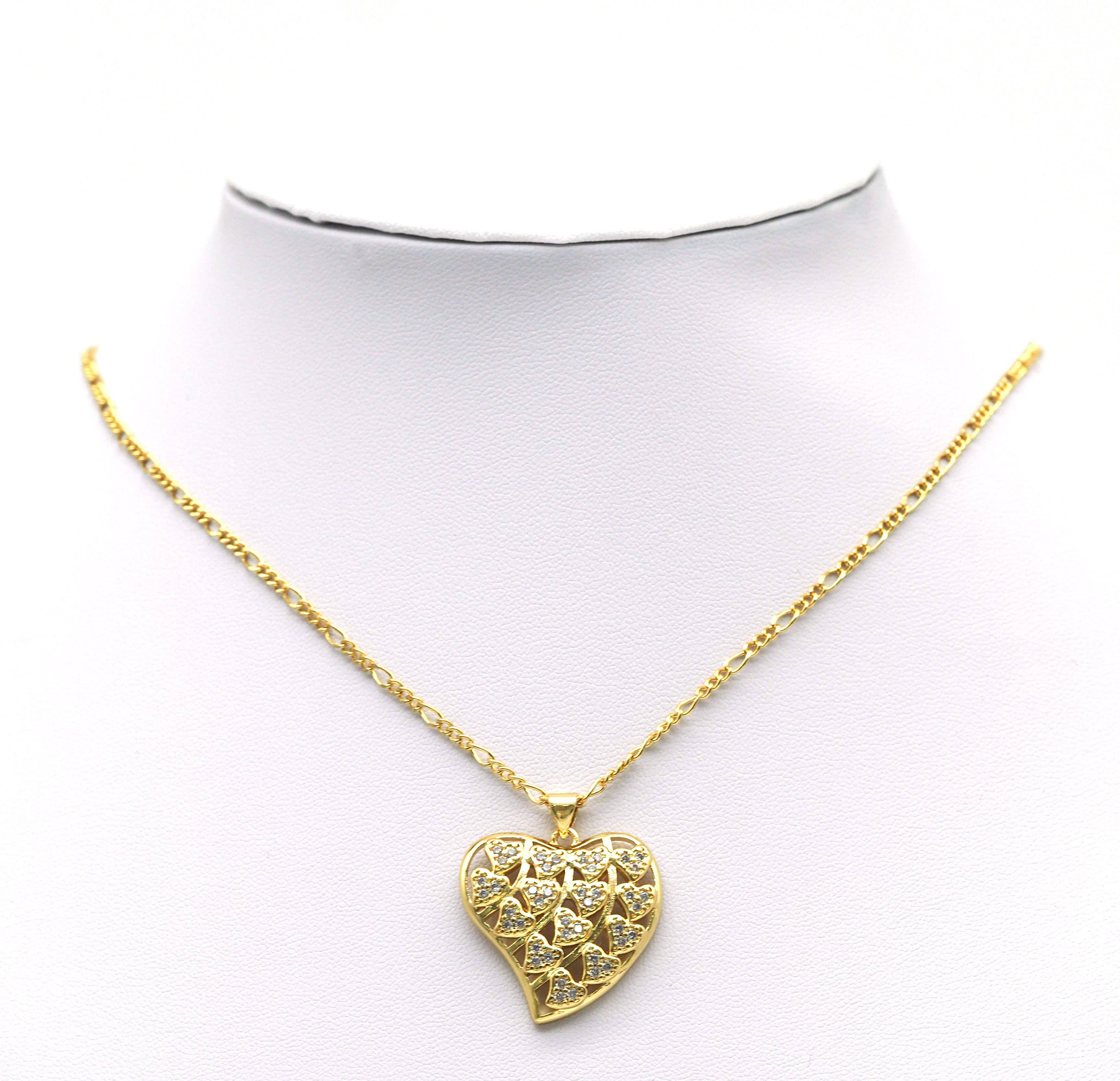 CZ Hollow Out Multiple Hearts Charm, Sku#LD281