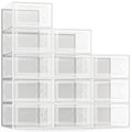 X-Large Shoe Storage Box Fit Size 11, Clear Plastic Stackable Shoe Organizer for Closet, Space Saving Foldable Shoe Rack Sneaker Container Bin Holder, 12 Pack Clear