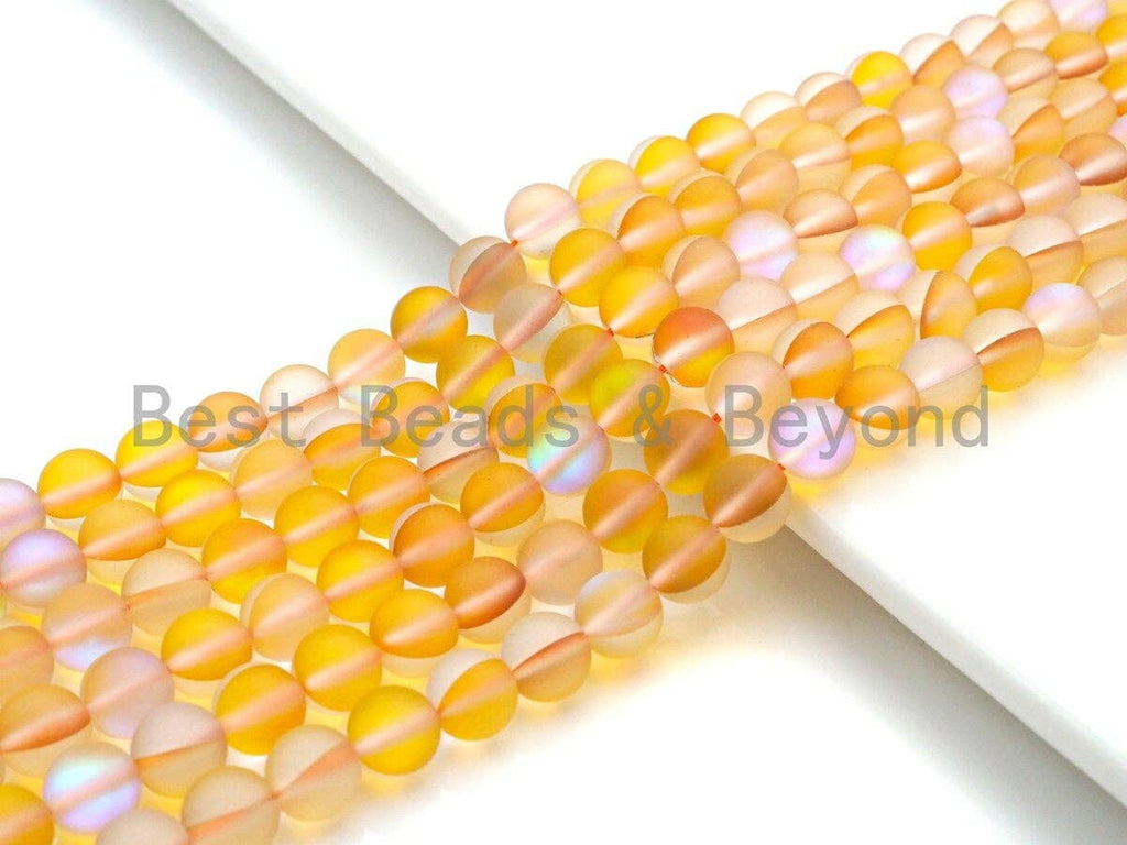 NEW COLOR!!! Spectrolite Yellow Quartz Matte, High Quality in Round 6mm/8mm/10mm/12mm, Yellow Manmade Crystal, 15.5inch strand, SKU#U820