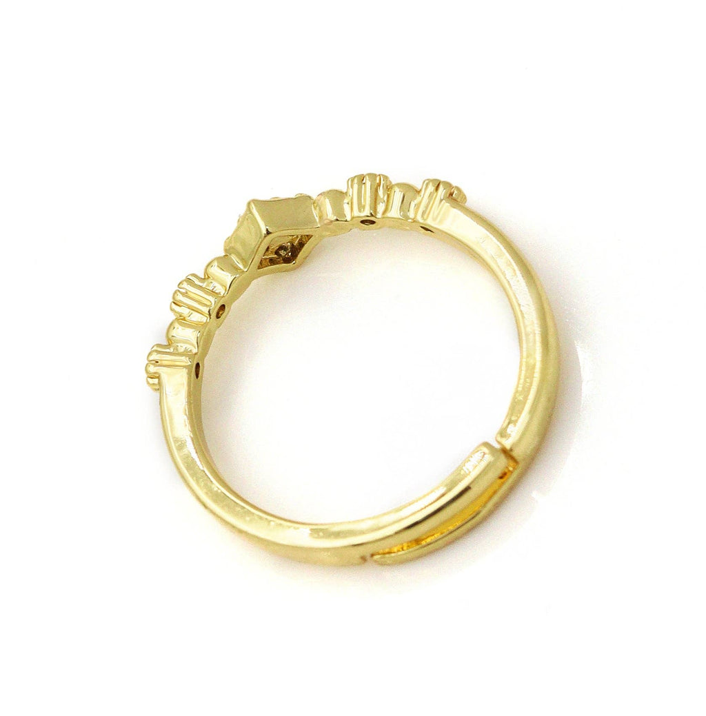 CZ Pave Gold Rhombus Shape Ring, Sku#LD321