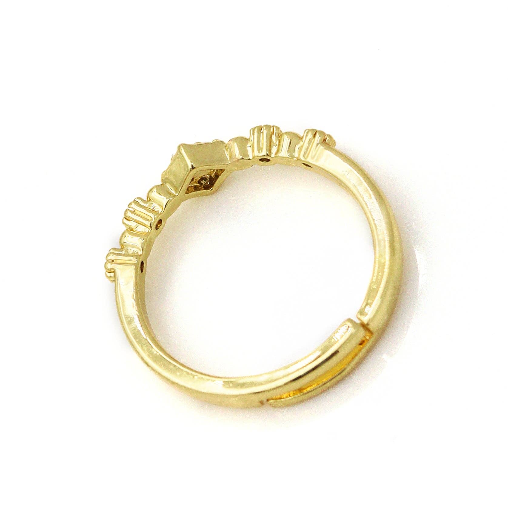 CZ Pave Gold Rhombus Shape Ring, Sku#LD321