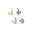 Baguette CZ Heart blue stone flower Charm Pendant,Sku#A496
