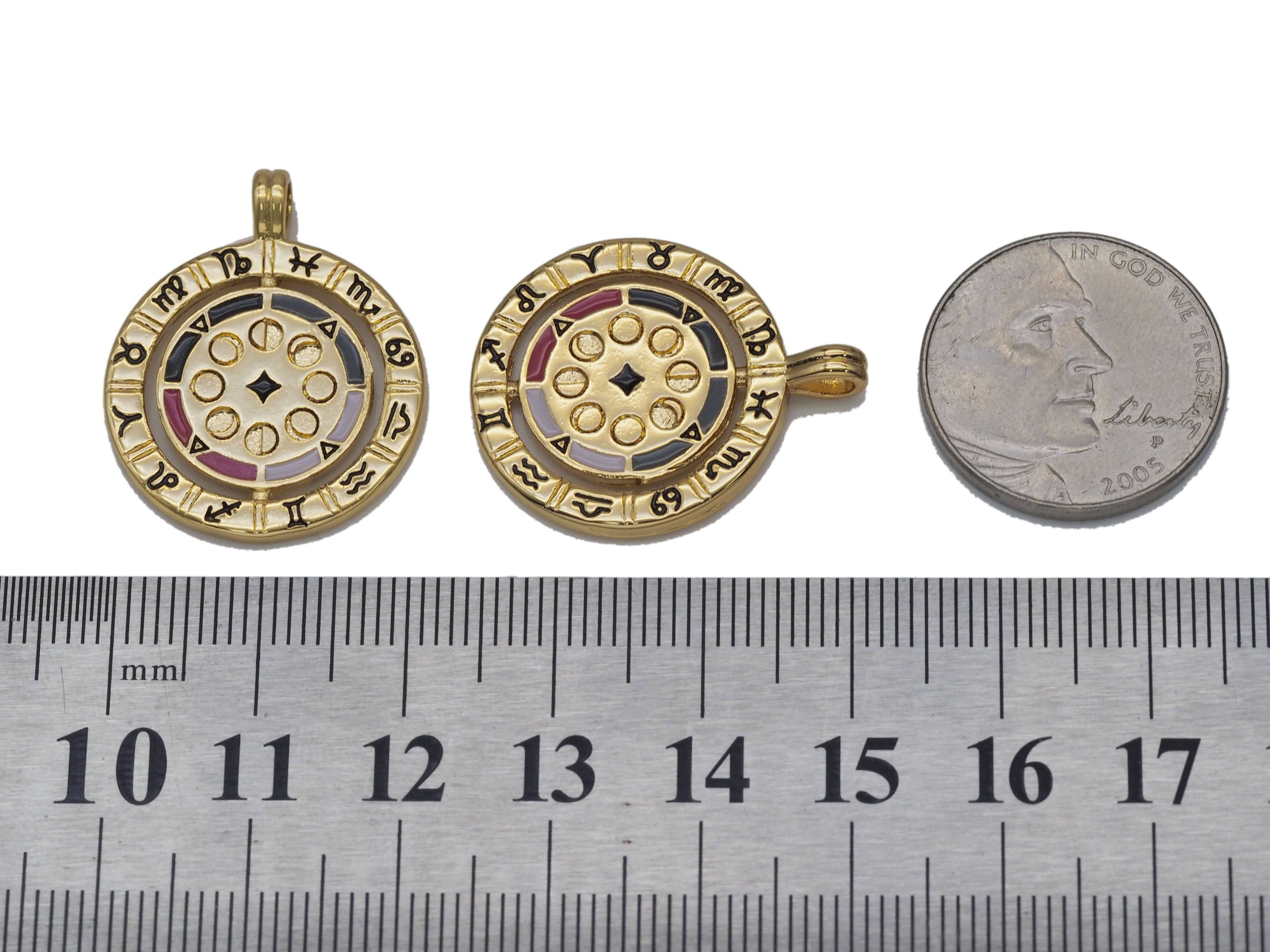 Enamel Twelve Constellations Round Charm, Sku#Y744