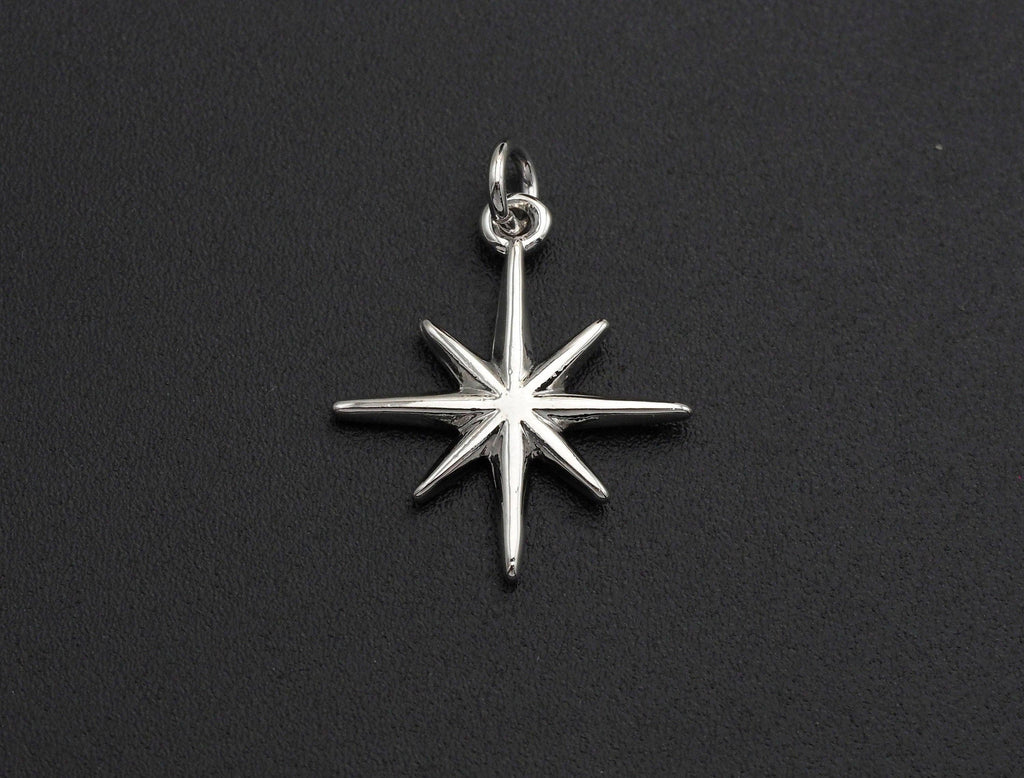 North Star Shaped Pendant/Charm, North Star Cubic Zirconia Pendant Charm,18x20mm,sku#Z577