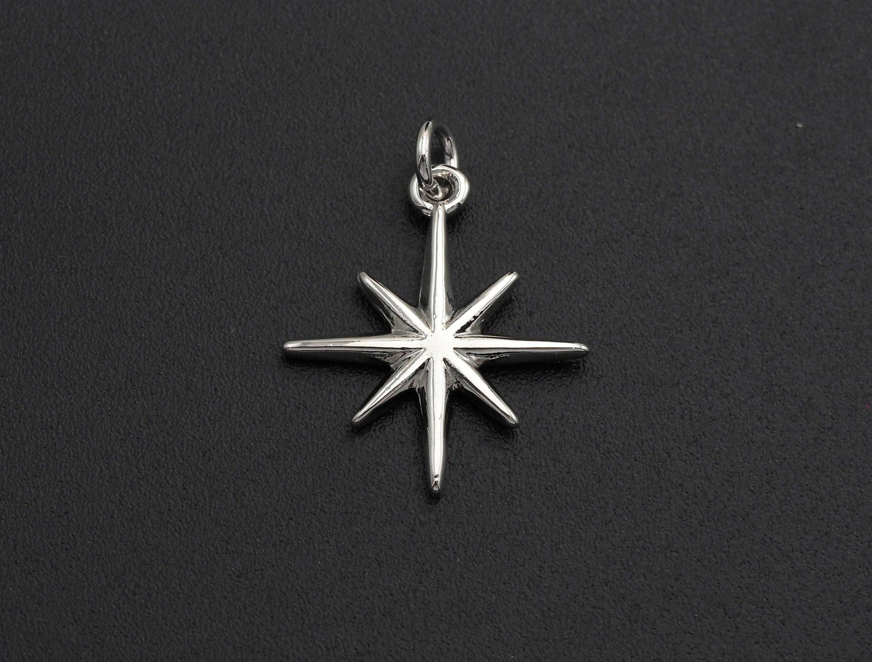 North Star Shaped Pendant/Charm, North Star Cubic Zirconia Pendant Charm,18x20mm,sku#Z577
