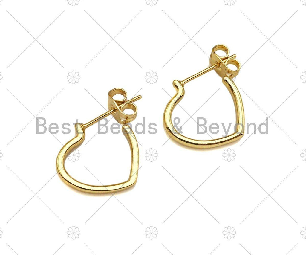 Gold Heart Stud Earrings, Sku#LD63