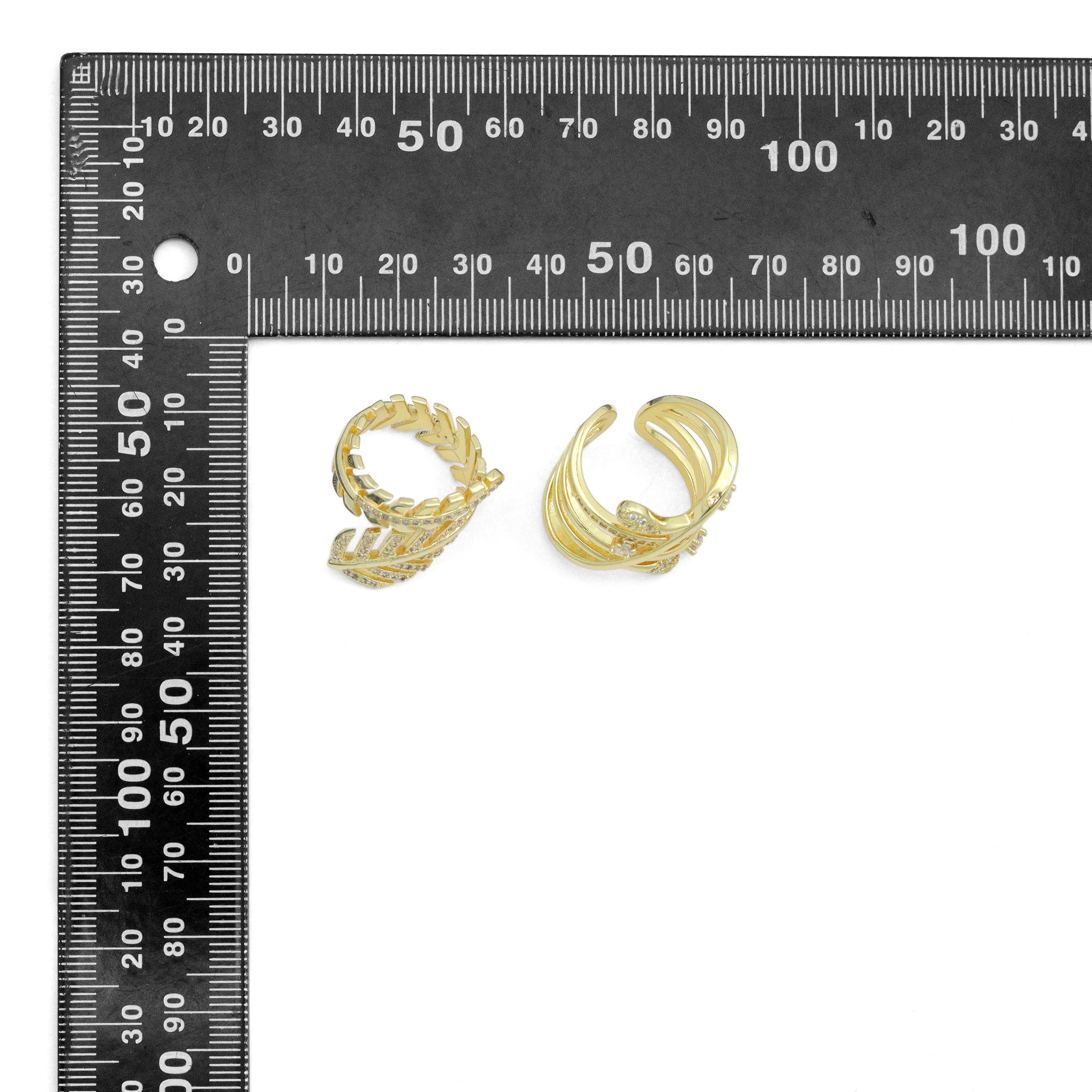 Clear CZ Leaf Multiline Wrap Statement Adjustable Ring, Sku#LD734